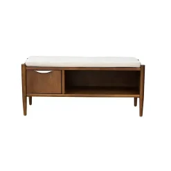 Wood Arcadia Storage Bench with Cushion
