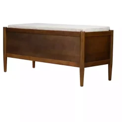 Wood Arcadia Storage Bench with Cushion
