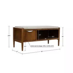 Wood Arcadia Storage Bench with Cushion
