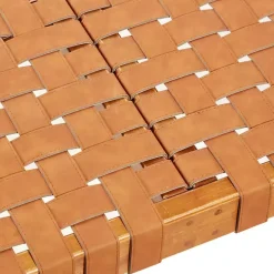 Woven Leather Textured Wood Bench