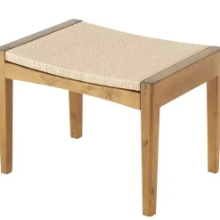 Woven Rope and Birch Wood Stool Ottoman