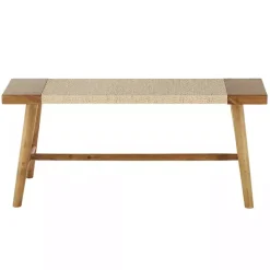 Woven Rope Narrow Wood Bench