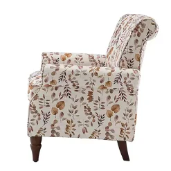 Yellow and Orange Leaf Upholstered Accent Chair