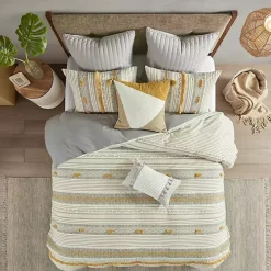 Yellow Striped Pom Pom 3-pc. Full/Queen Duvet Set