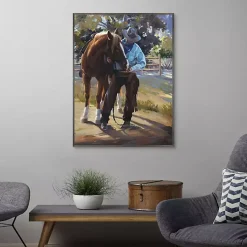 A Man And His Horse Framed Canvas Art Print