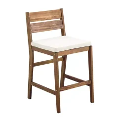 Acacia Slat Back Outdoor Counter Stools, Set of 2