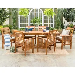Acacia Wood Slatted 7-pc. Outdoor Dining Set