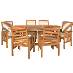 Acacia Wood Slatted 7-pc. Outdoor Dining Set