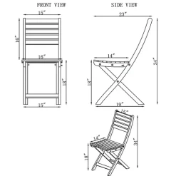 Acacia Wood Slatted 3-pc. Outdoor Bistro Set