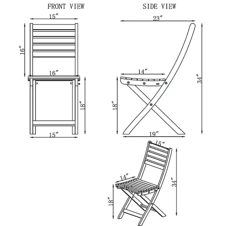 Acacia Wood Slatted 3-pc. Outdoor Bistro Set