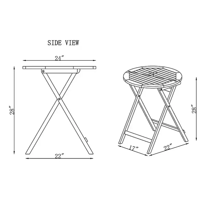 Acacia Wood Slatted 3-pc. Outdoor Bistro Set