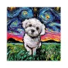 Aja Trier Maltipoo Starry Night Canvas Art Print