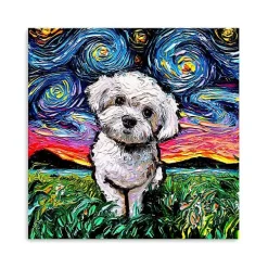 Aja Trier Maltipoo Starry Night Canvas Art Print