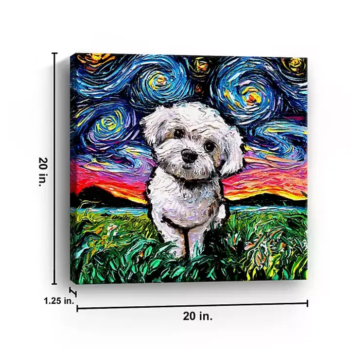 Aja Trier Maltipoo Starry Night Canvas Art Print