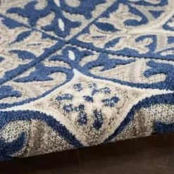 Aloha Blue Geometric Indoor/Outdoor Area Rug, 5x7