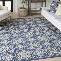 Aloha Blue Geometric Indoor/Outdoor Area Rug, 5x7