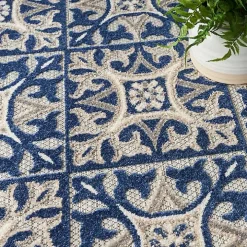 Aloha Blue Geometric Indoor/Outdoor Area Rug, 5x7