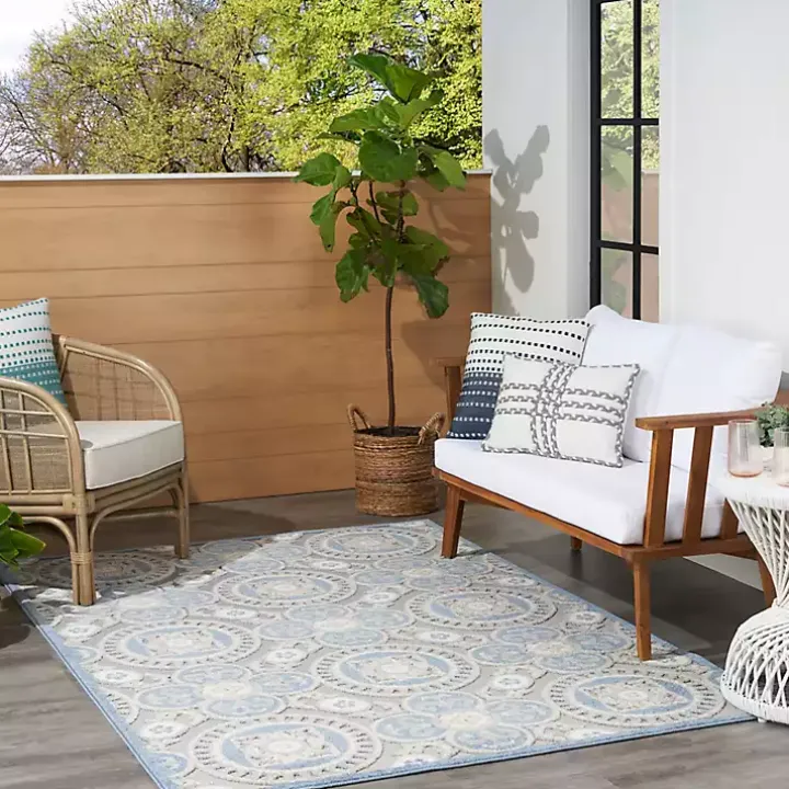 Aloha Blue Medallion Indoor/Outdoor Area Rug, 5x7