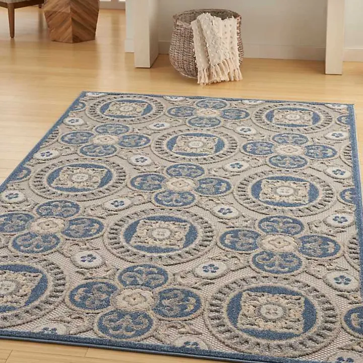 Aloha Blue Medallion Indoor/Outdoor Area Rug, 5x7