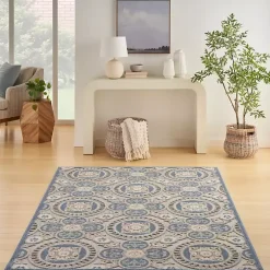 Aloha Blue Medallion Indoor/Outdoor Area Rug, 5x7