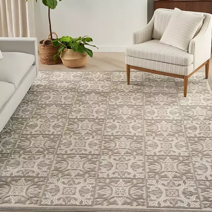 Aloha Ivory Geometric Indoor/Outdoor Area Rug, 3x5
