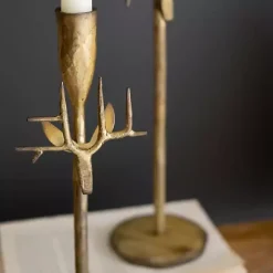 Antique Gold Deer Candle Holders, Set of 3