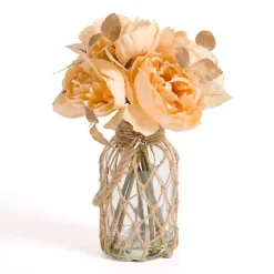 Antique Peony Arrangement in Roped Vase