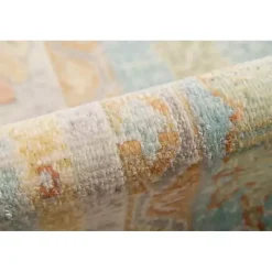 Aqua and Beige Bohemian Area Rug, 5x8