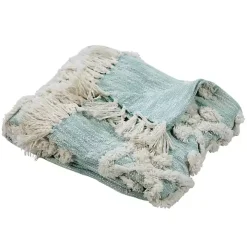 Aqua Blue Aztec Fringe Throw