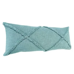 Aqua Fringe Diamond Lumbar Pillow