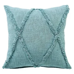 Aqua Fringe Diamond Pillow, 20 in.