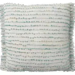 Aqua Handstitched Stripes Throw Pillow