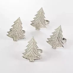 Art Deco Christmas Tree Napkin Rings, Set of 4