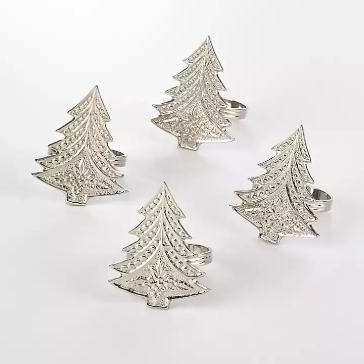 Art Deco Christmas Tree Napkin Rings, Set of 4