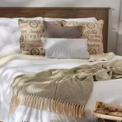 Artichoke Green Diamond Fringe Throw