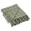 Artichoke Green Plaid Fringed Throw