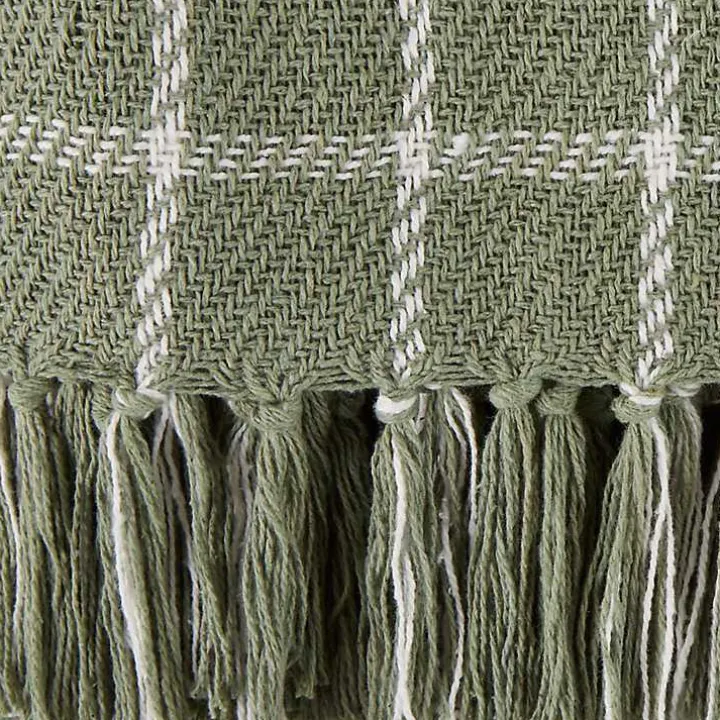 Artichoke Green Plaid Fringed Throw