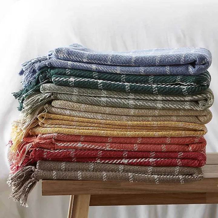 Artichoke Green Plaid Fringed Throw