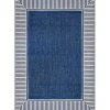 Asia Blue Stripe Border Outdoor Rug, 5x8