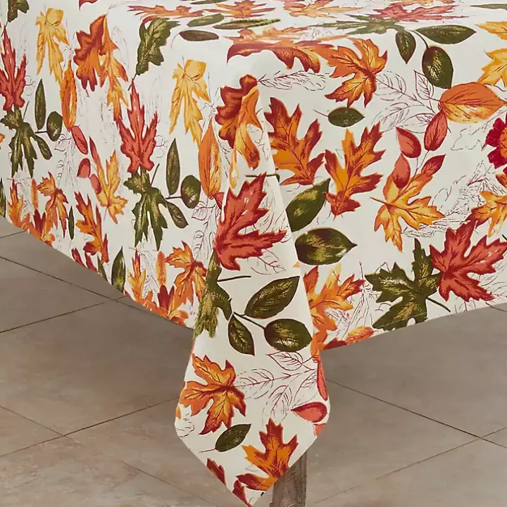 Autumn Foliage Outline Square Harvest Table Cloth