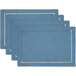 Azure Laser-Cut Hemstitch Placemats, Set of 4