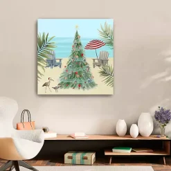 Beach Christmas Tree Canvas Art Print, 30x30 in.