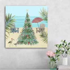 Beach Christmas Tree Canvas Art Print, 20x20 in.