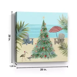 Beach Christmas Tree Canvas Art Print, 20x20 in.