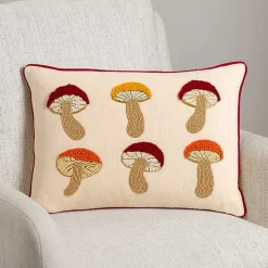 Beaded Mushrooms Lumbar Pillow