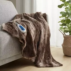 Beautyrest Brown Faux Fur Oversized Heated Throw