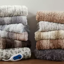 Beautyrest Leopard Faux Fur Oversized Heated Throw