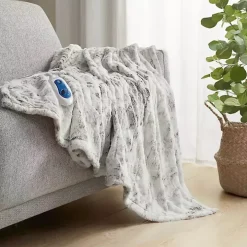 Beautyrest Marble Faux Fur Oversized Heated Throw