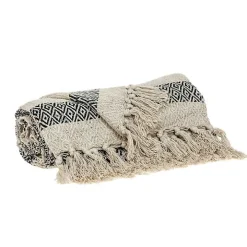 Beige and Black Diamond Stripe Throw
