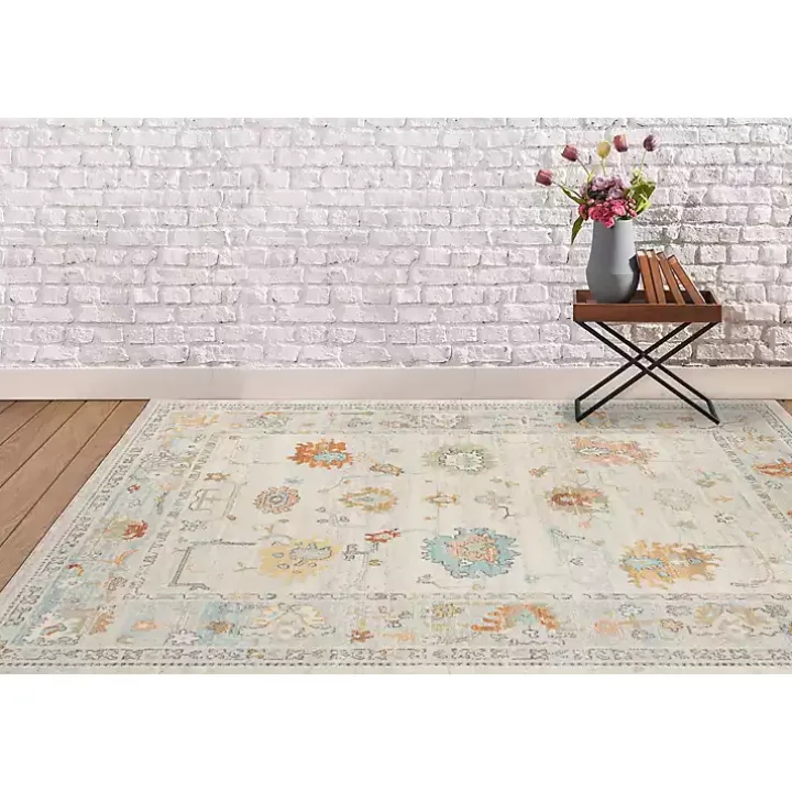 Beige Bohemian Area Rug, 5x8